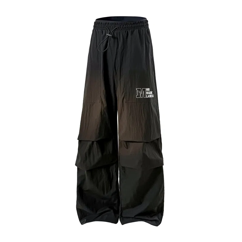 兰缪 日系基础款字母简约日常户外运动透气通勤舒适美式复古时尚百搭宽松直筒休闲裤 男女同款