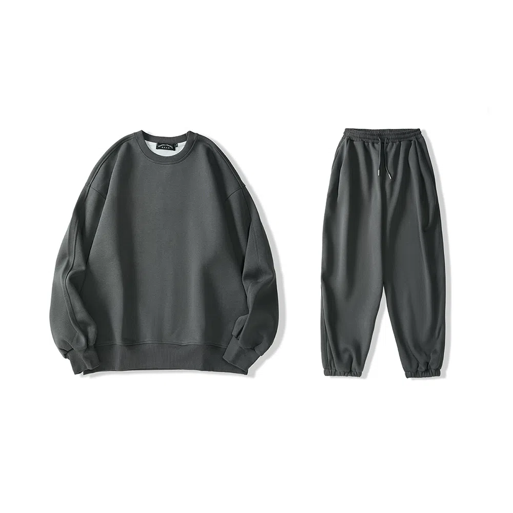 我是大卫 纯色直筒百搭韩版休闲裤简约风卫衣套装 男女同款