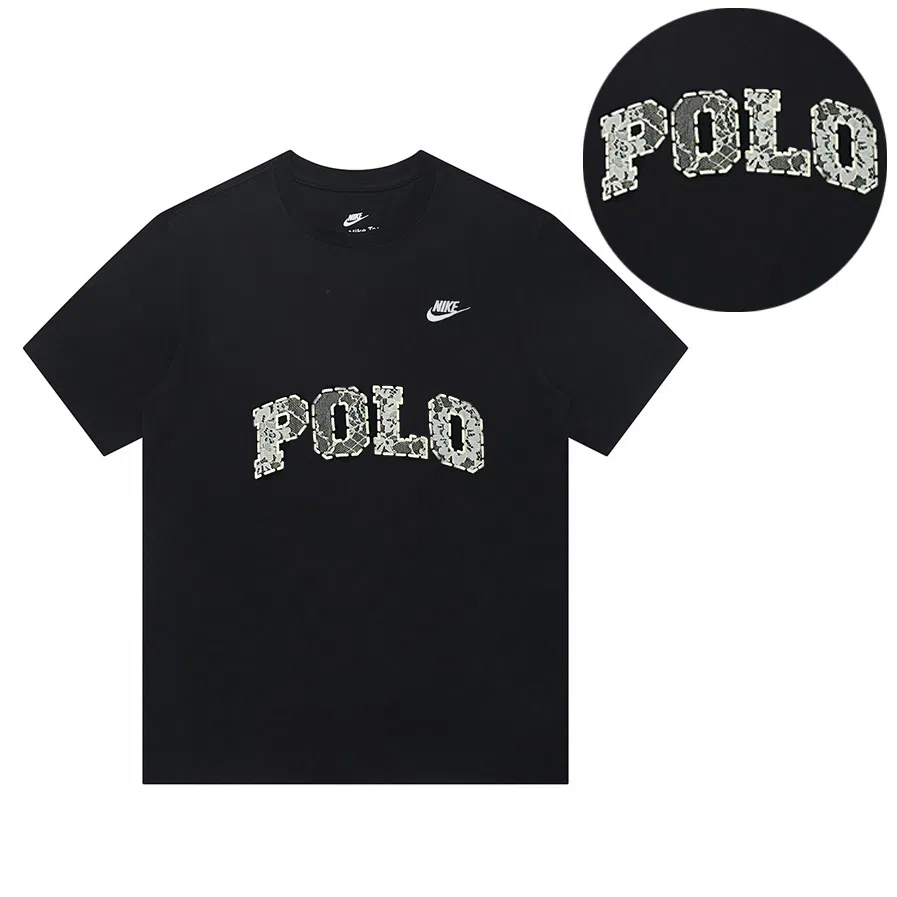 Nike Polo Embroidered Logo T-Shirt Black