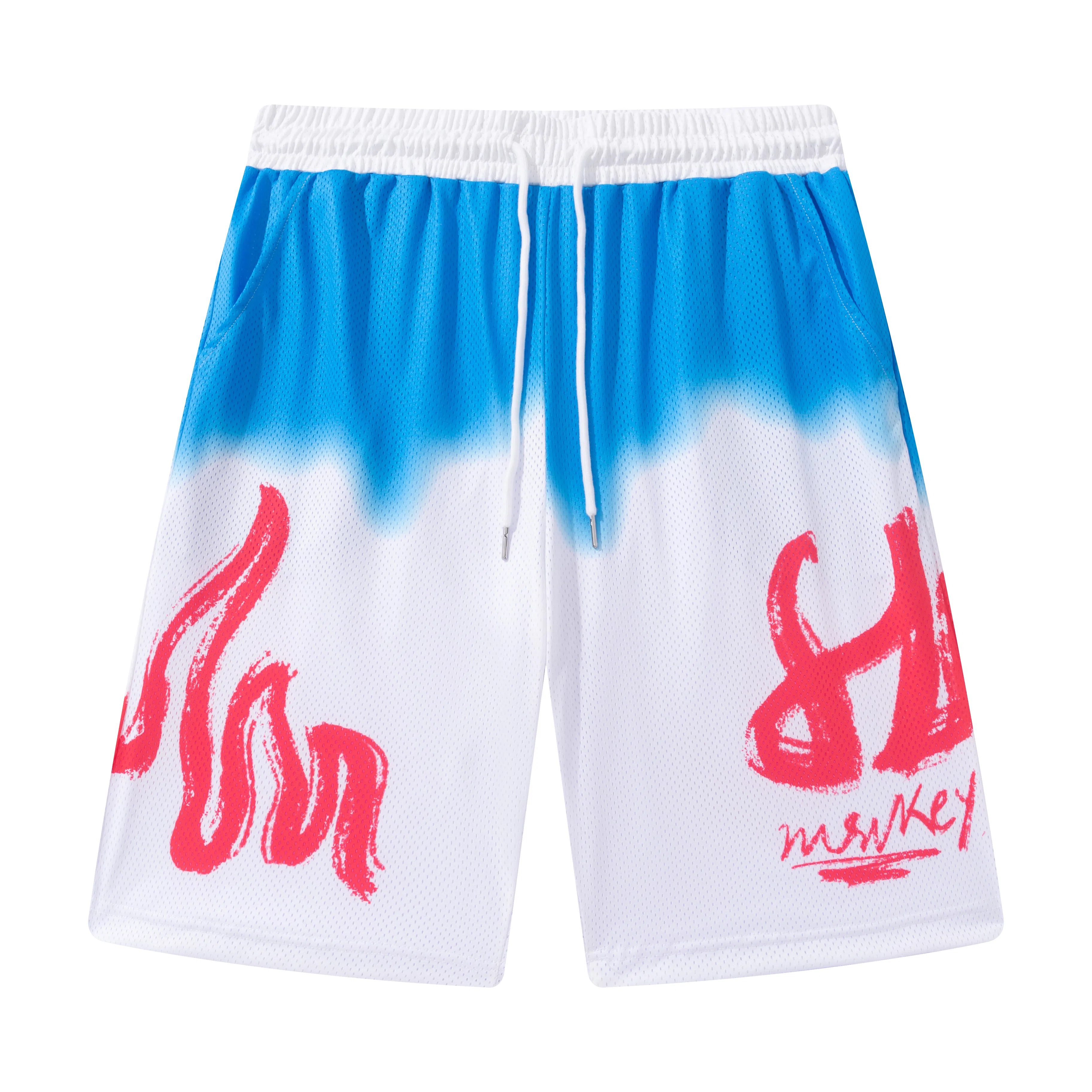 FireMonkey Cartoon Print Basketball Shorts White Blue