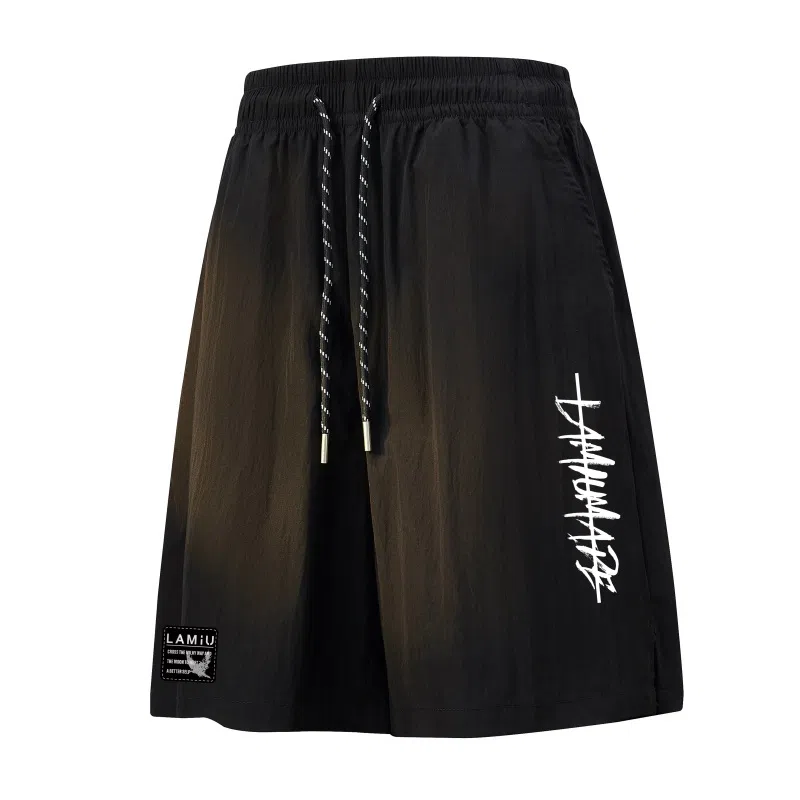 兰缪 日系纯色基础款户外运动简约美式复古品牌轻薄亲肤百搭日常通勤舒适透气系带五分休闲短裤 男女同款