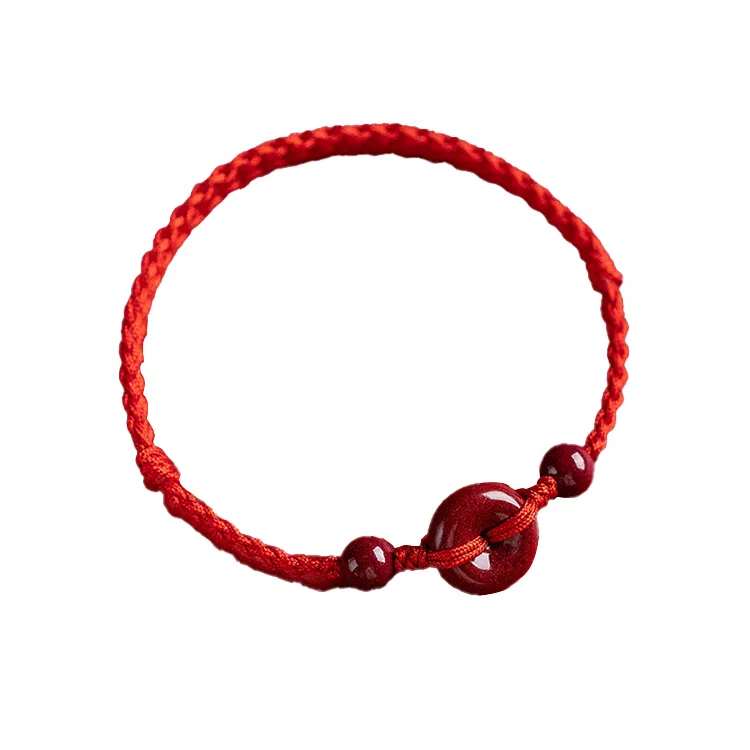 玄唐 新中式平安扣 招财纳福小众再造辰砂 朱砂 手绳 女款