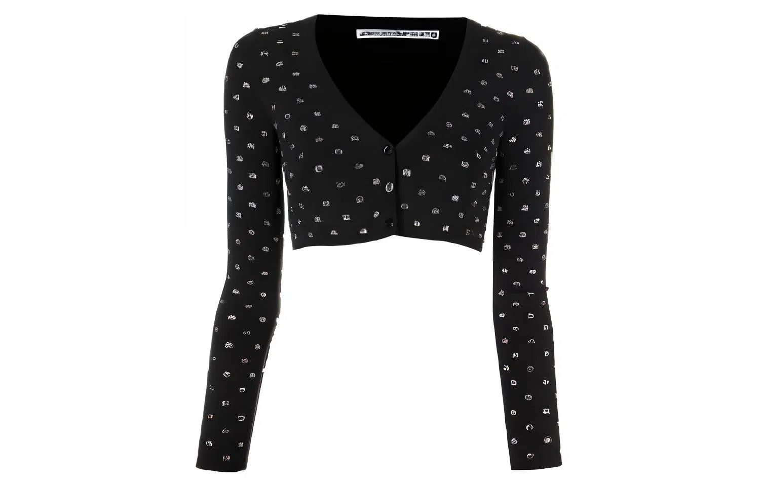 Alexander Wang FW22 Embellished V-Neck Cropped Knit Top Black
