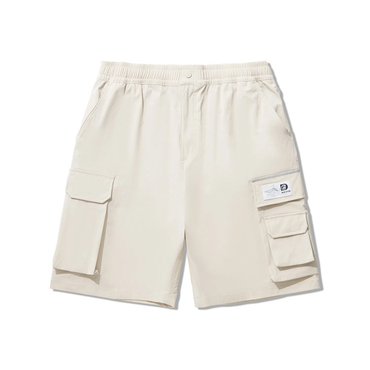 中国李宁 滑板系列 纯色中腰透气直筒休闲短裤 男款 燕麦灰