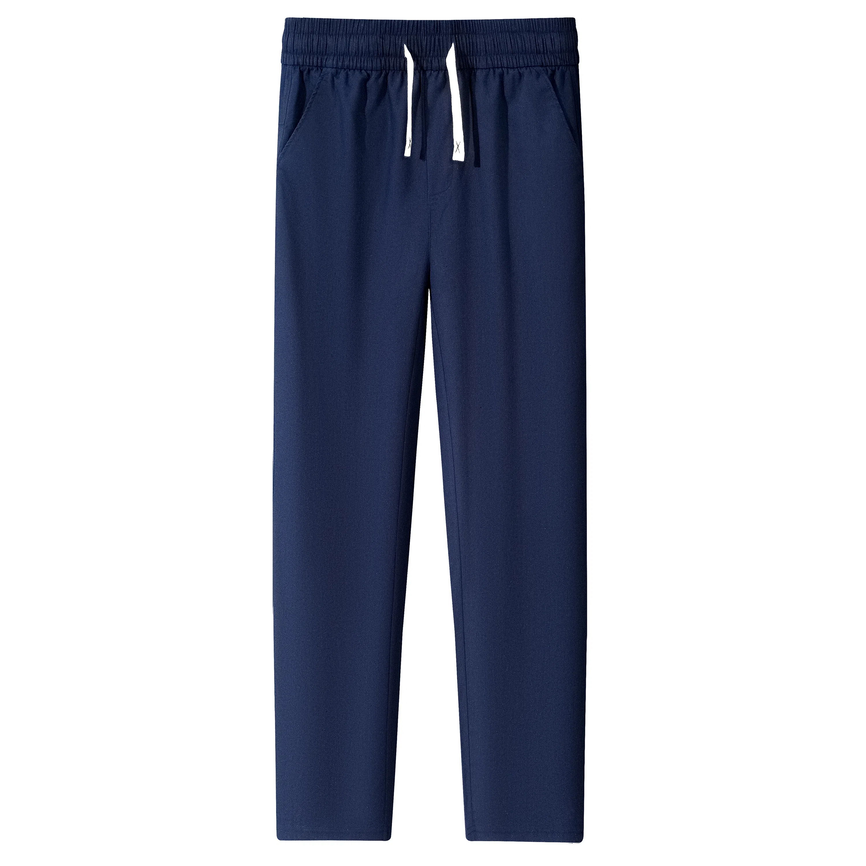 红豆 凉感透气亚麻舒适纯色宽松直筒轻商务日常百搭长裤西裤休闲裤 男款