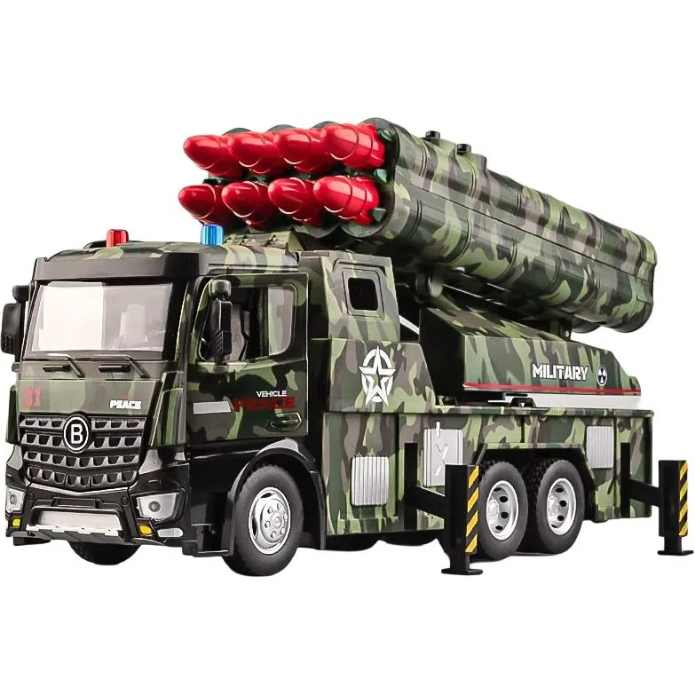 星星科教 合金导弹发射车大型军事洲际导弹火箭炮车 成品模型
