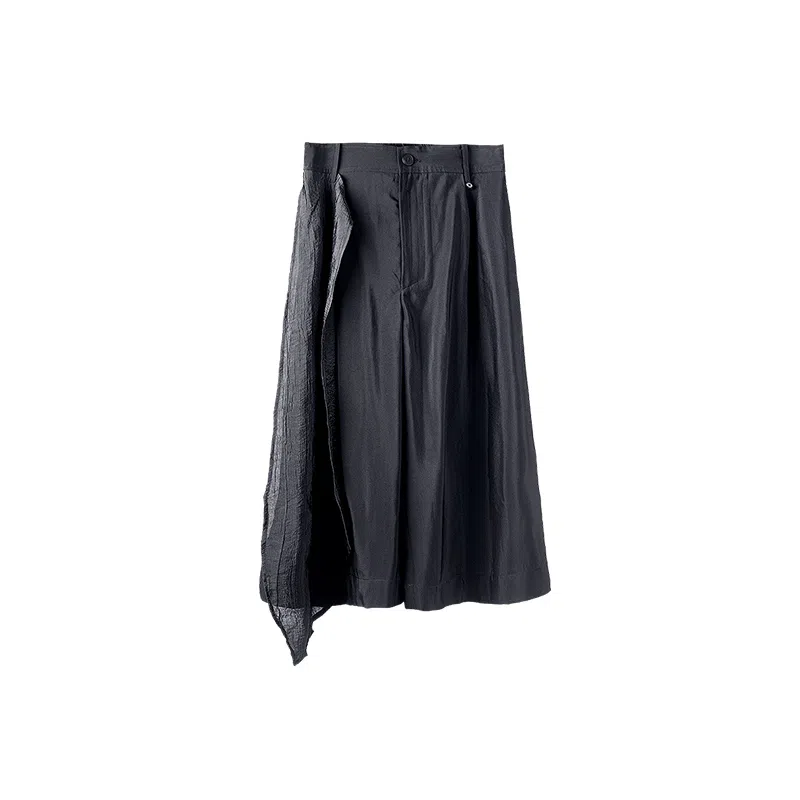 幻象者 原创设计拼接阔腿宽松七分休闲裤 男女同款 黑色