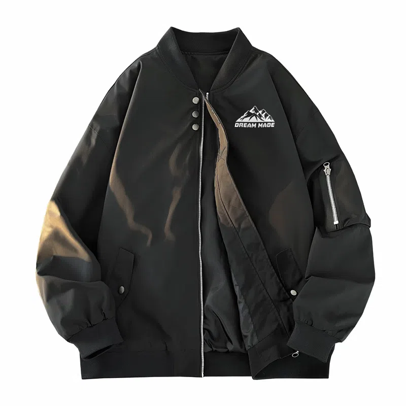 兰缪 美式高街风复古纯色基础款通勤户外休闲宽松夹克外套 男女同款