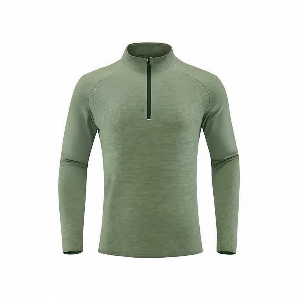 浪莎 户外长袖运动速干立领半拉链健身衣 男款