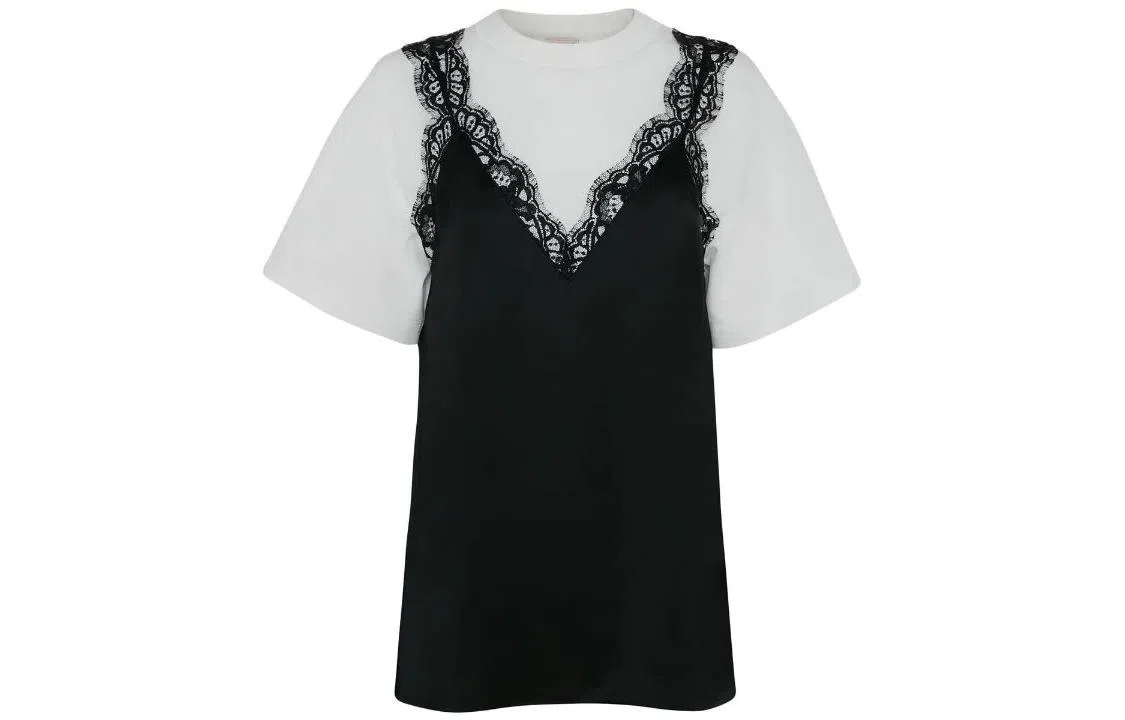 Alexander McQueen Layered Lace Trim T-Shirt