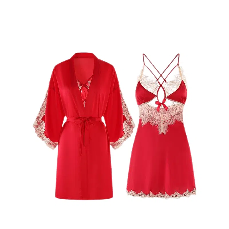 潞优野 镂空蕾丝时尚舒适睡衣套装 女款