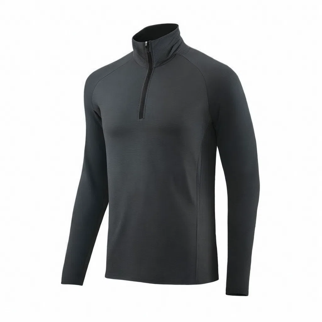 浪莎 跑步训练半拉链弹力速干立领打底衫长袖健身衣 男款