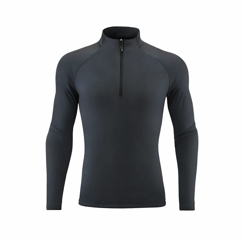 浪莎 户外运动长袖半拉链立领跑步健身衣 男款