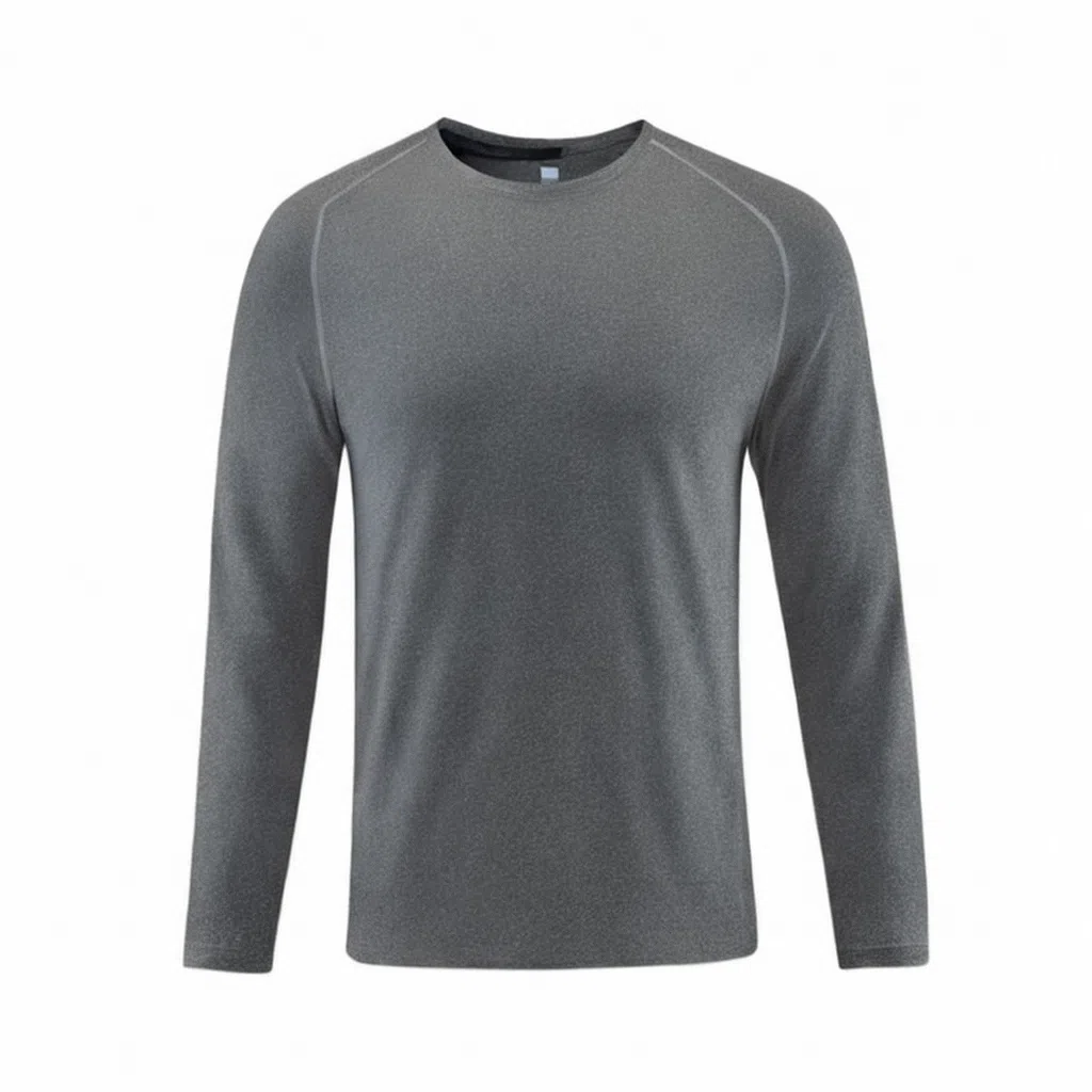 浪莎 长袖空白版网孔透气速干跑步健身衣 男款