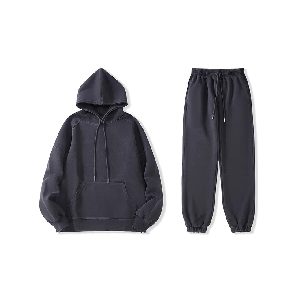 我是大卫 纯色连帽韩系宽松休闲卫衣套装 男女同款