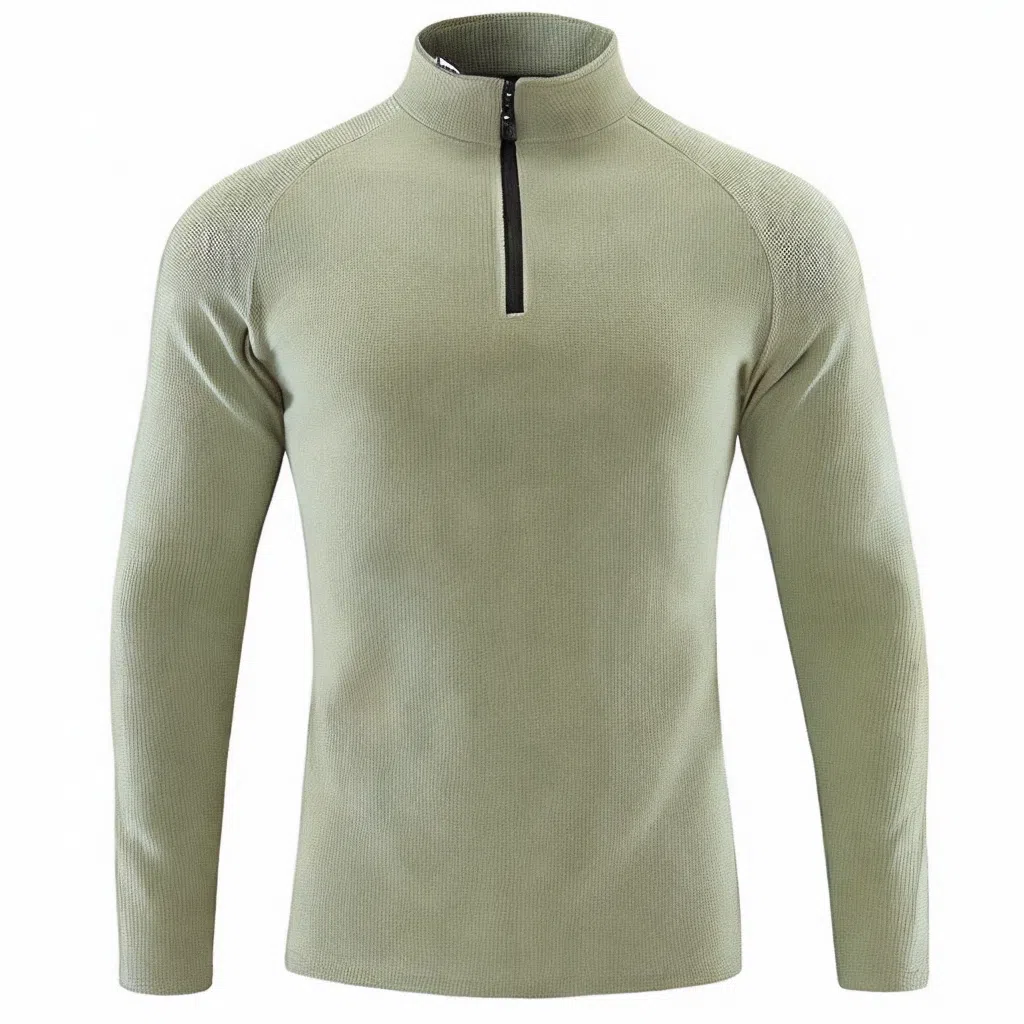 浪莎 半拉链立领长袖透气弹力户外健身衣 男款