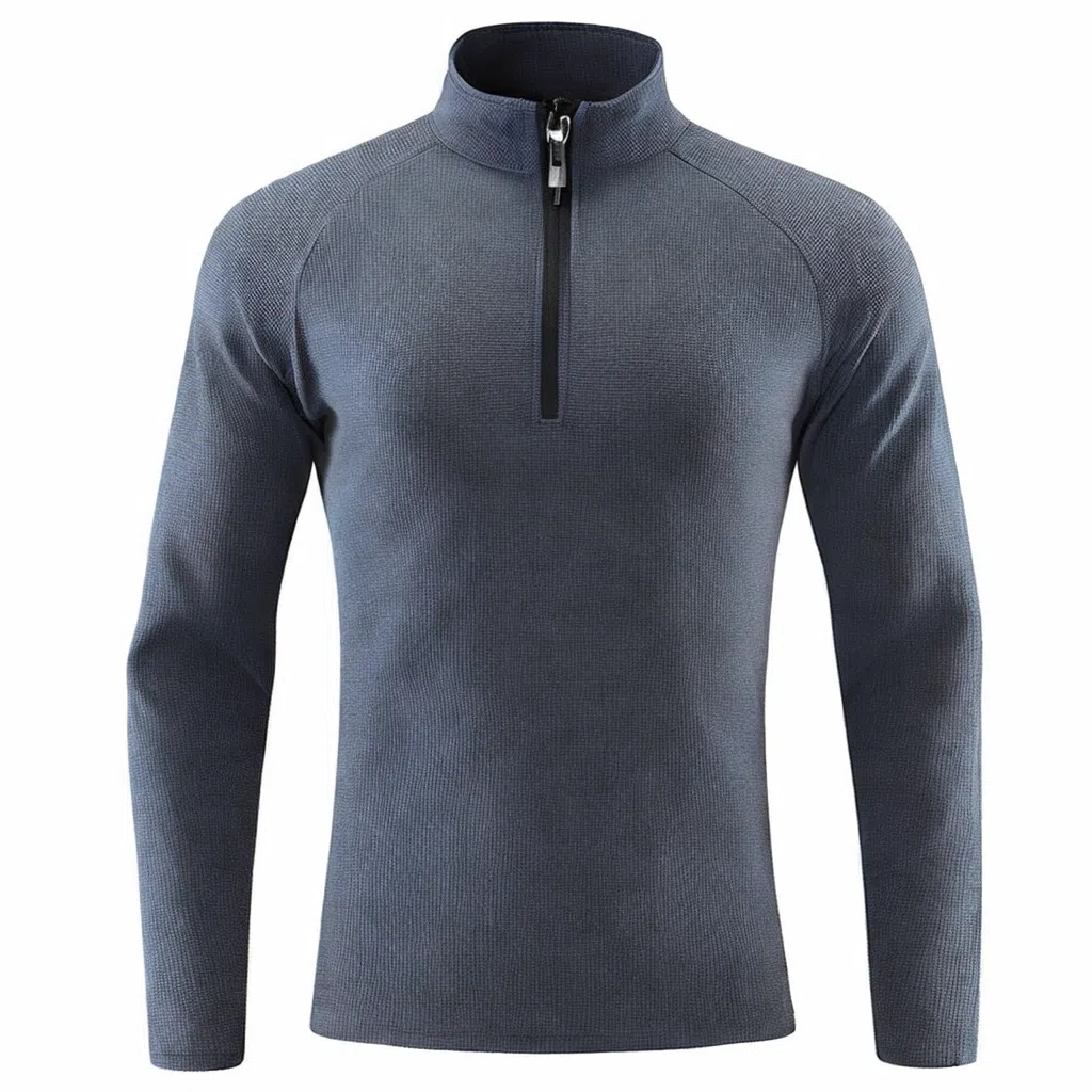 浪莎 半拉链立领长袖透气弹力户外健身衣 男款