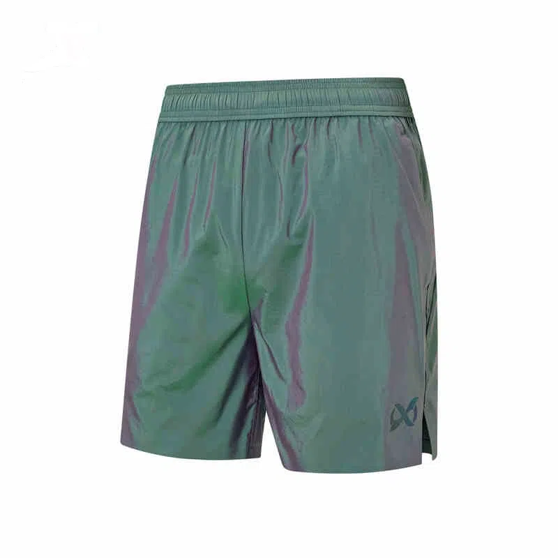 特步 跑步系列 纯色中腰舒适透气百搭五分运动短裤 男款 雀羽绿