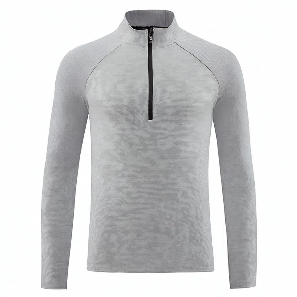 浪莎 半拉链速干纯色长袖健身衣 男款