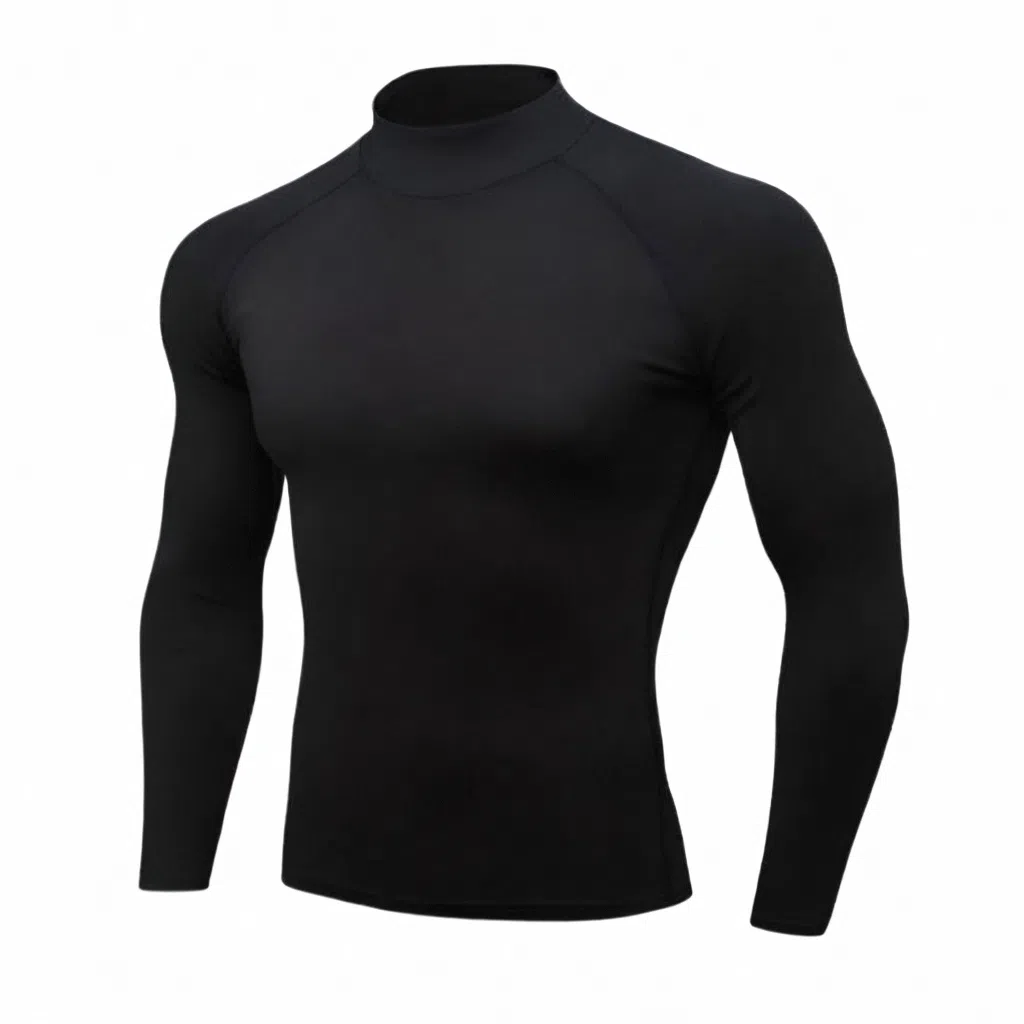 浪莎 长袖运动紧身弹力高领速干健身衣 男款