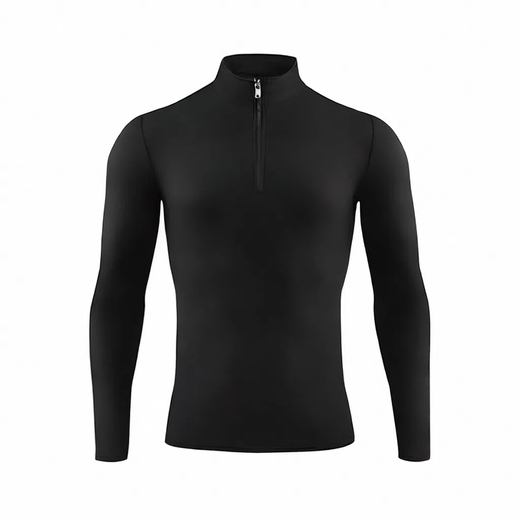 浪莎 领半拉链涤纶速干透气运动长袖健身衣 男款