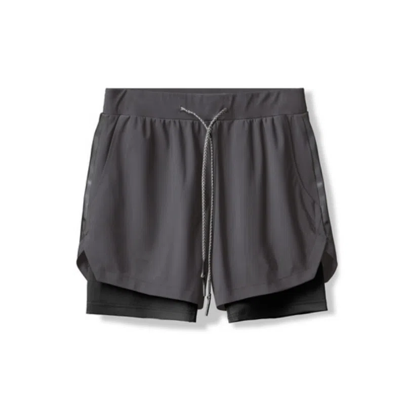 浪莎 双层运动短裤男士跑步训练梭织五分骑行裤潮流迷彩裤 骑行配套