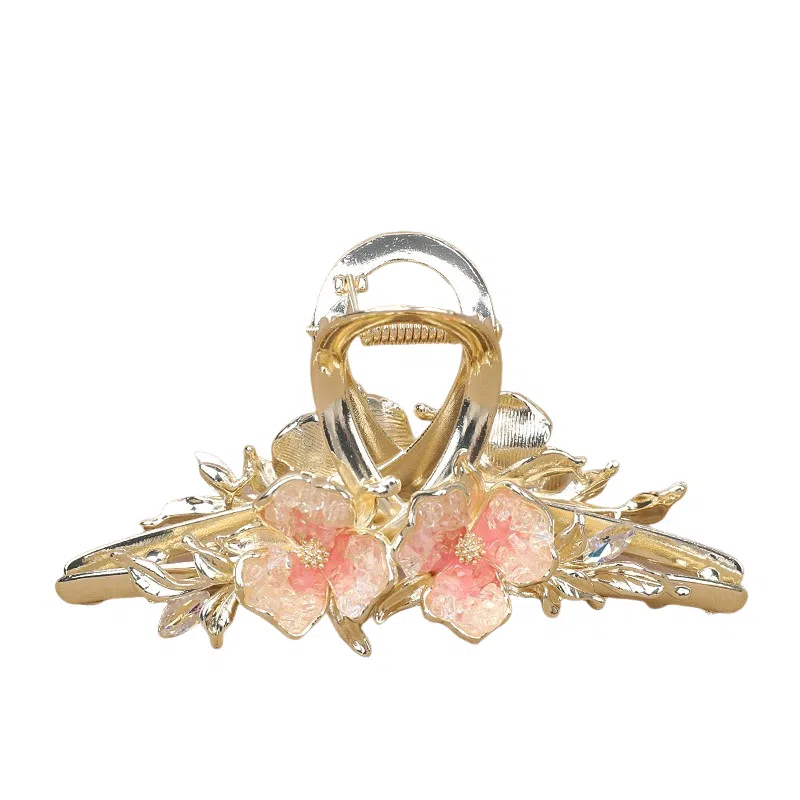 彤彤兔 高级感水晶石花朵鲨鱼夹头饰时尚通勤百搭夏后脑勺盘发抓夹 合金 发夹 女款