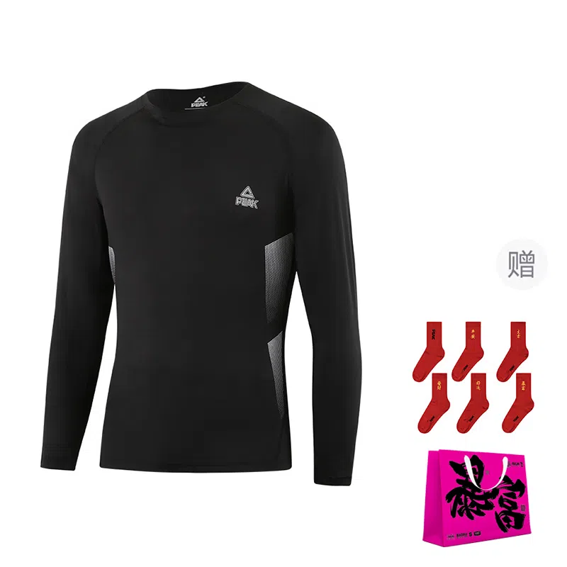 匹克 加绒高弹纯色运动训练舒适透气健身衣 男女同款 黑色