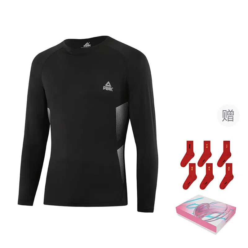 匹克 加绒高弹纯色运动训练舒适透气健身衣 男女同款 黑色