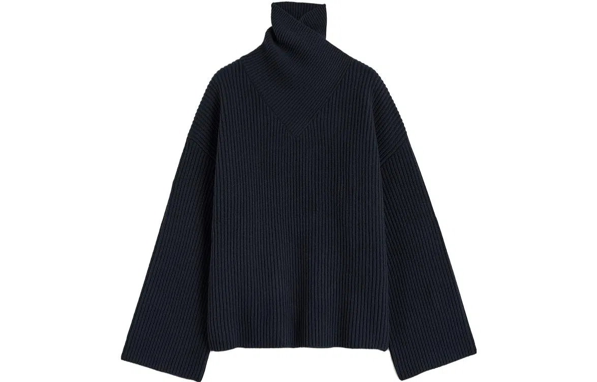 TOTEME FW23 Ribbed Turtleneck Sweater Navy