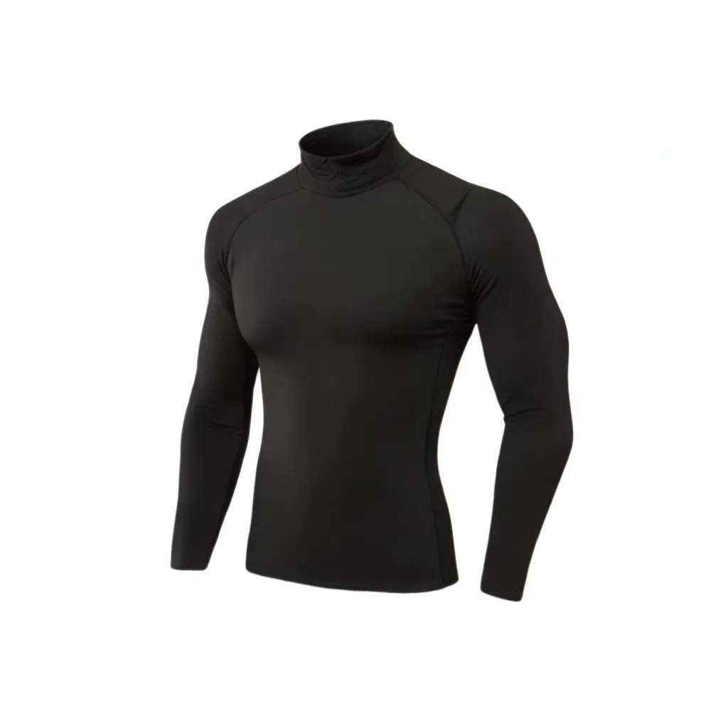 浪莎 高弹紧身运动跑步训练长袖保暖立领健身衣 男款