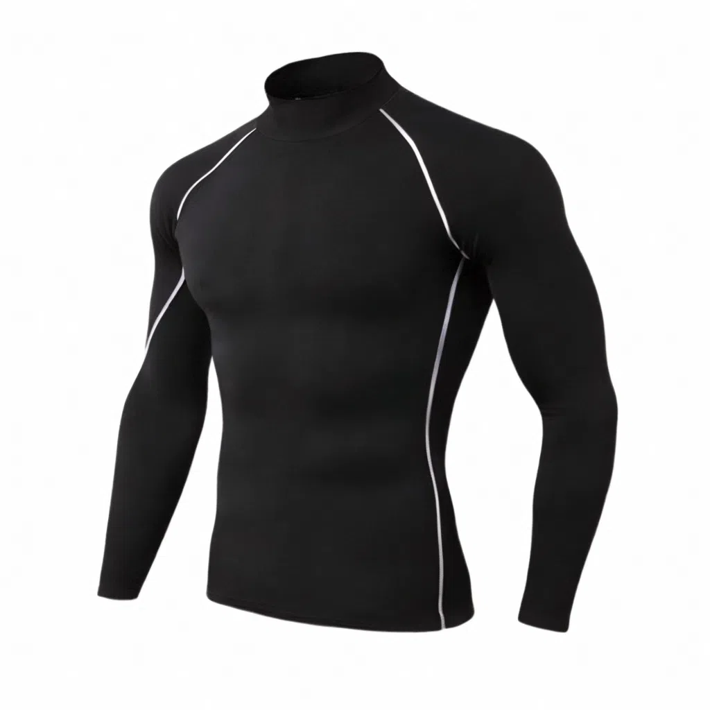 浪莎 长袖运动紧身弹力高领速干健身衣 男款