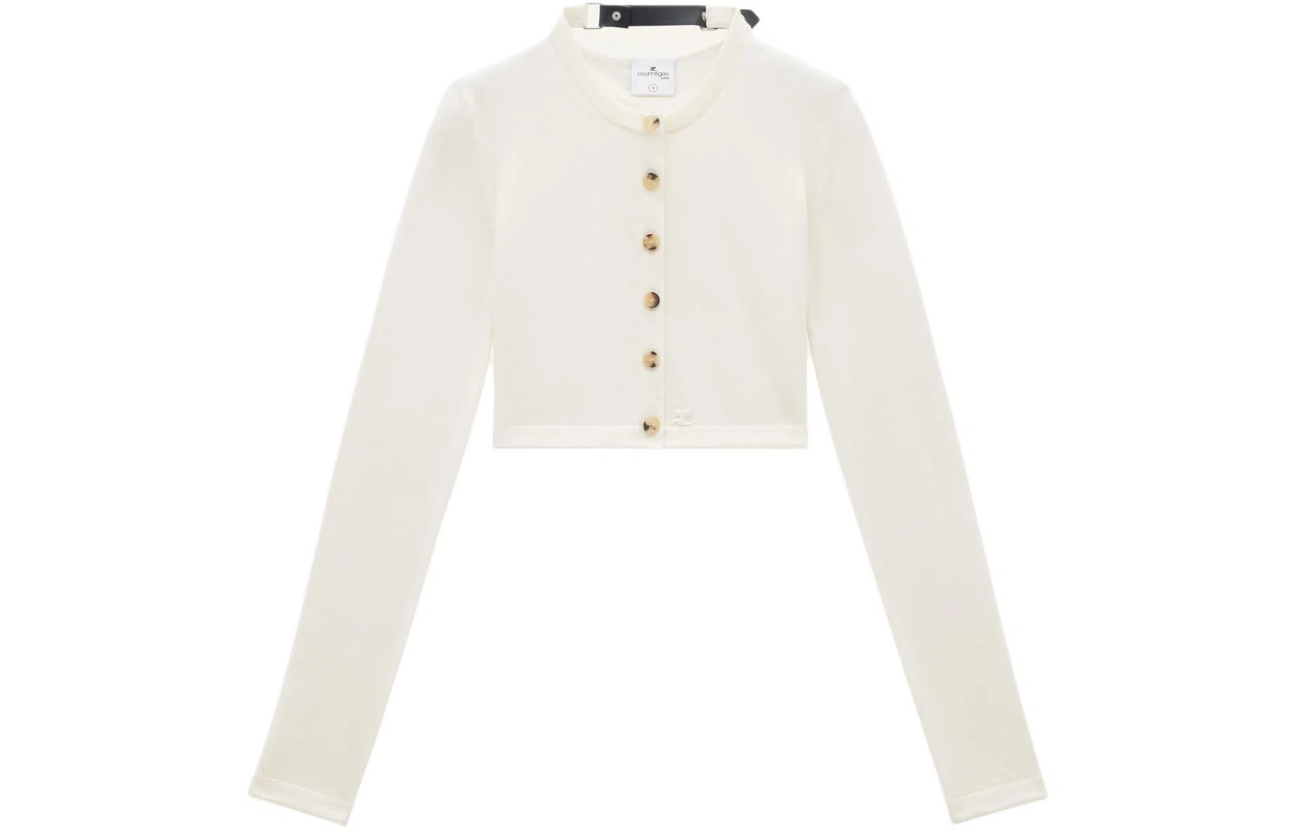 COURREGES SS24 LIGHT WOOL CARDIGAN Heritage White