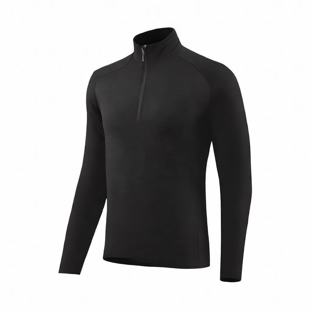 浪莎 跑步训练半拉链弹力速干立领打底衫长袖健身衣 男款