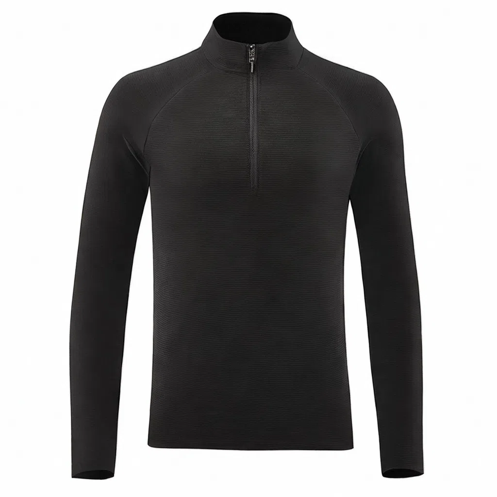 浪莎 半拉链速干纯色长袖健身衣 男款