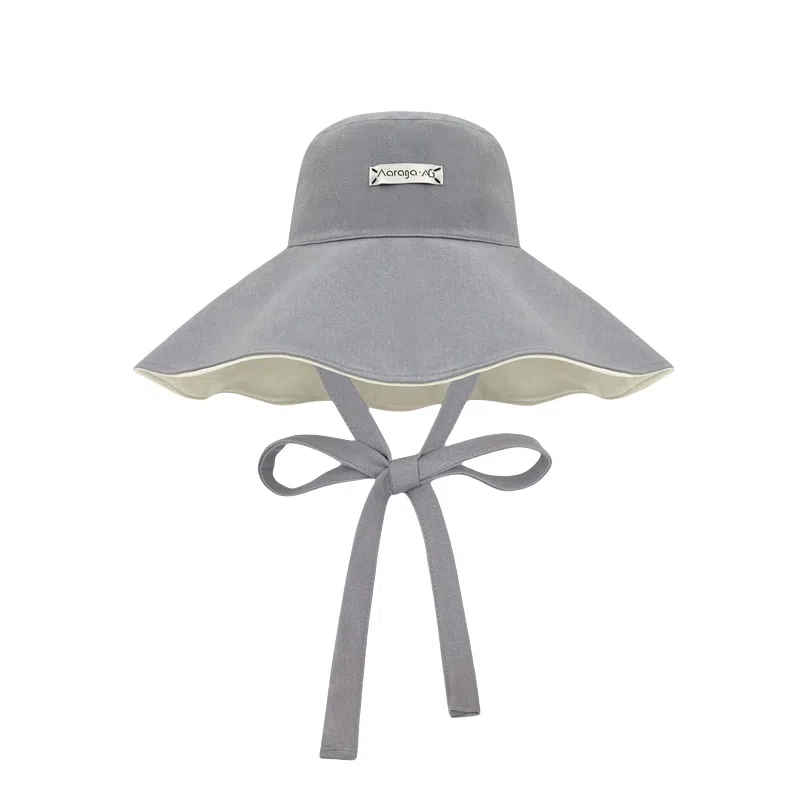 冠辉 夏季法式飘带户外休闲登山显脸小遮阳防紫外线双面遮阳渔夫帽日系休闲简约时尚加宽大帽檐 聚脂钎维 防晒帽 男女同款情侣款