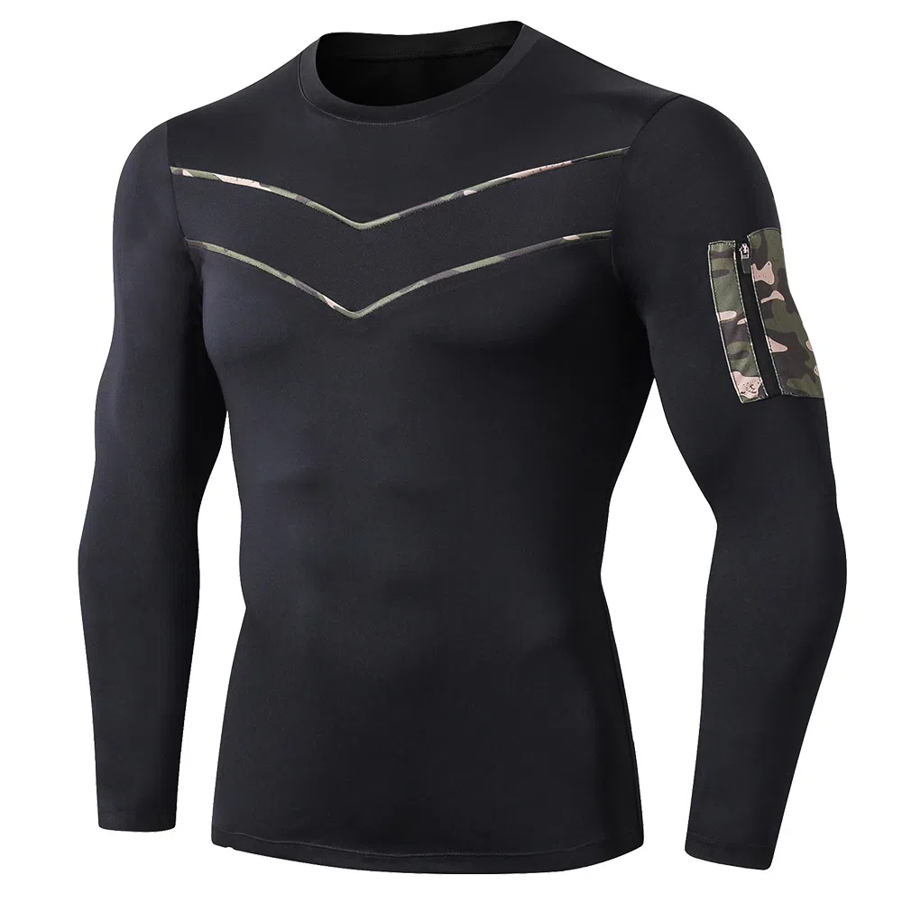 浪莎 长袖速干户外跑步运动吸湿排汗健身衣 男款