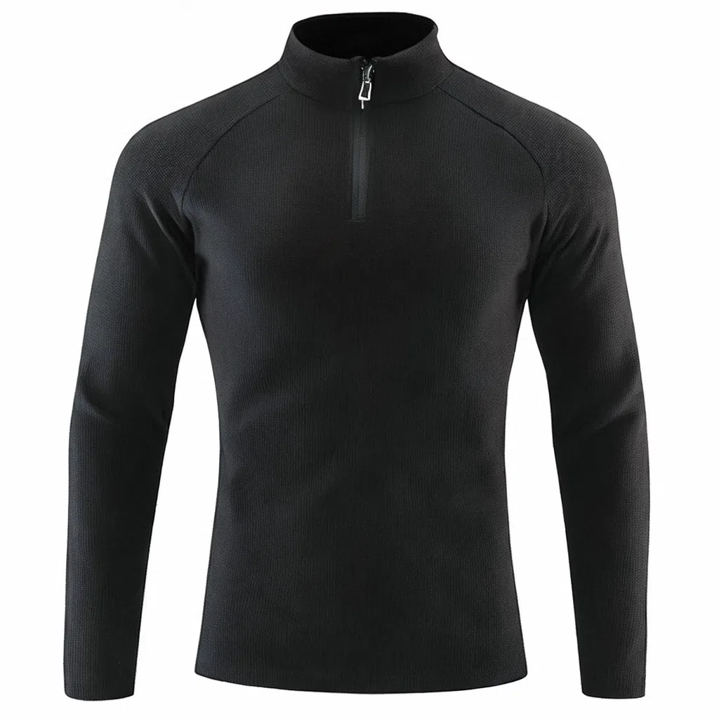 浪莎 立领长袖弹力户外纯色百搭健身衣 男款