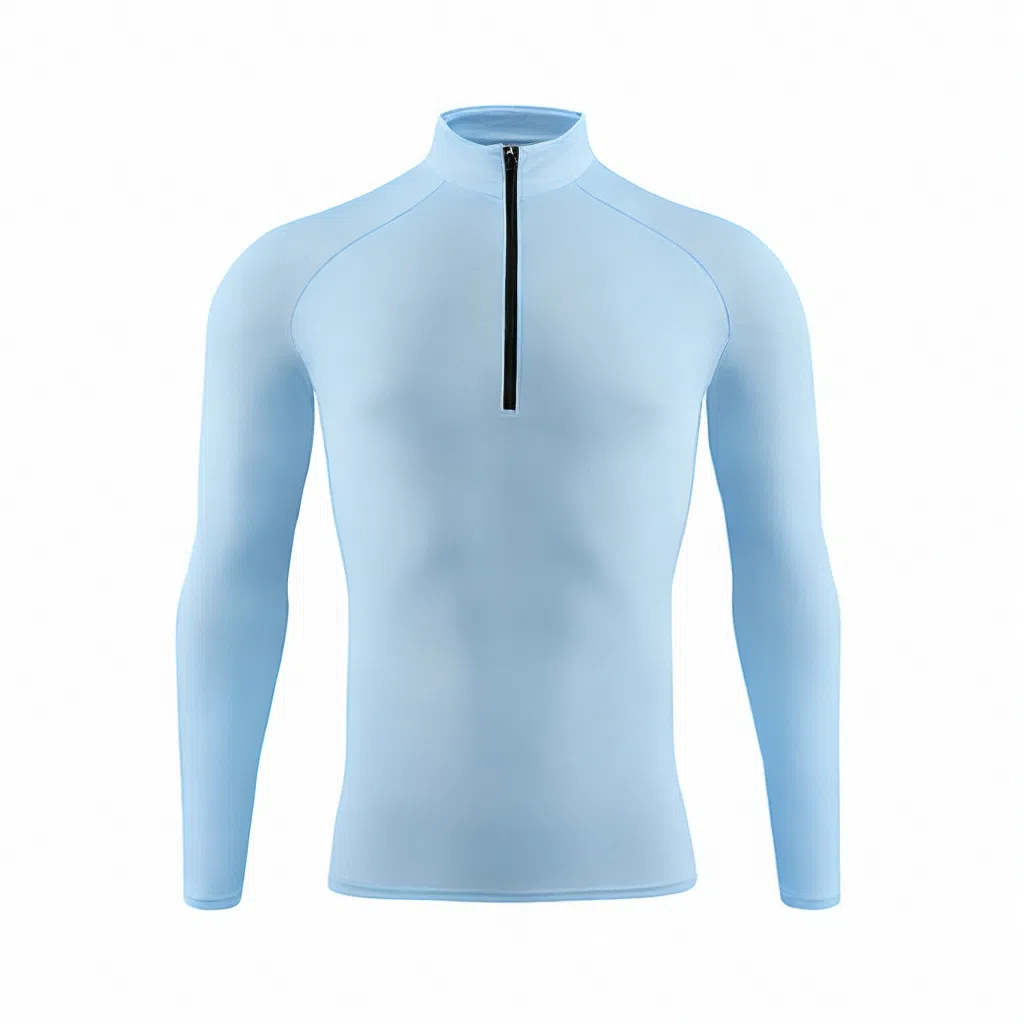 浪莎 领半拉链涤纶速干透气运动长袖健身衣 男款