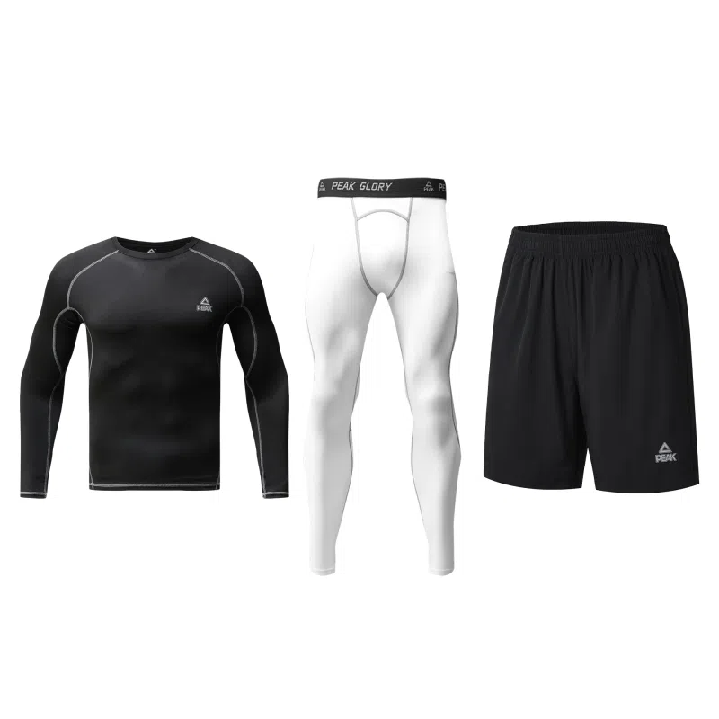 匹克 运动速干透气圆领套头上衣高弹紧身塑形训练跑步篮球瑜伽骑行健身套装 男女同款