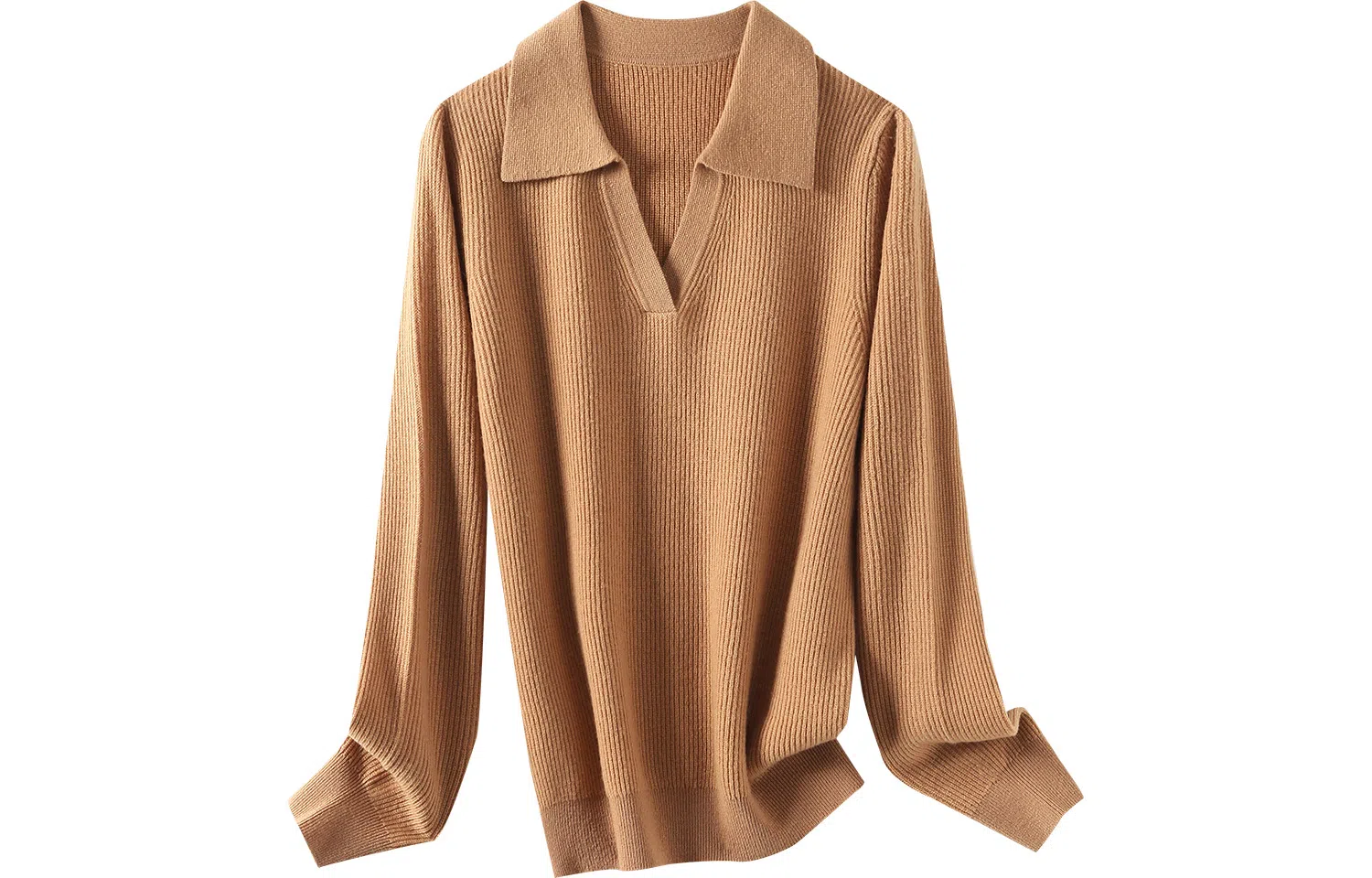 恒源祥 翻领纯色休闲长袖毛衣 女款