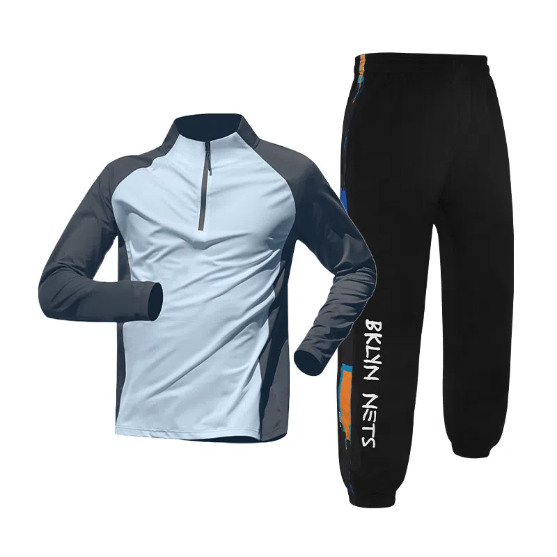 半拉链插肩袖速干保暖户外运动训练服健身衣 男女同款