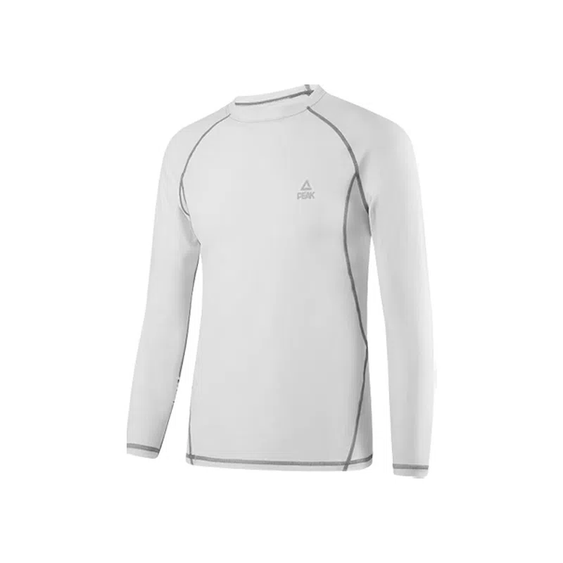 匹克 轻薄纯色修身长袖插肩速干健身衣 男款 白色