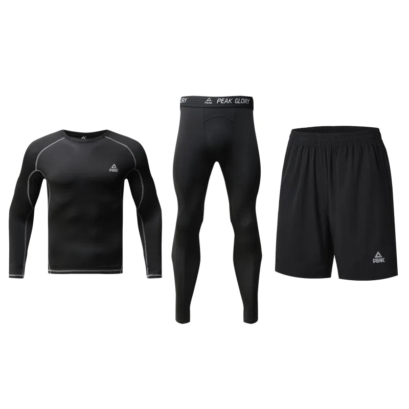 匹克 运动速干透气圆领套头上衣高弹紧身塑形训练跑步篮球瑜伽骑行健身套装 男女同款