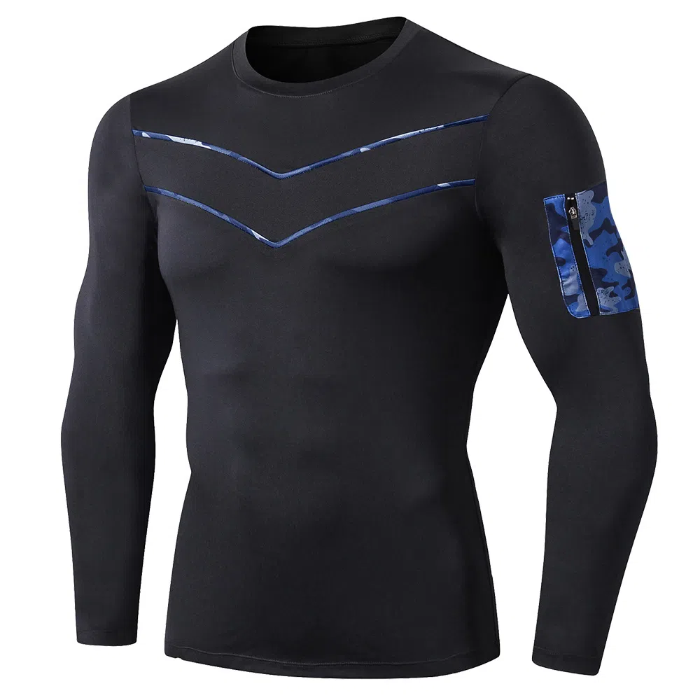 浪莎 长袖速干户外跑步运动吸湿排汗健身衣 男款