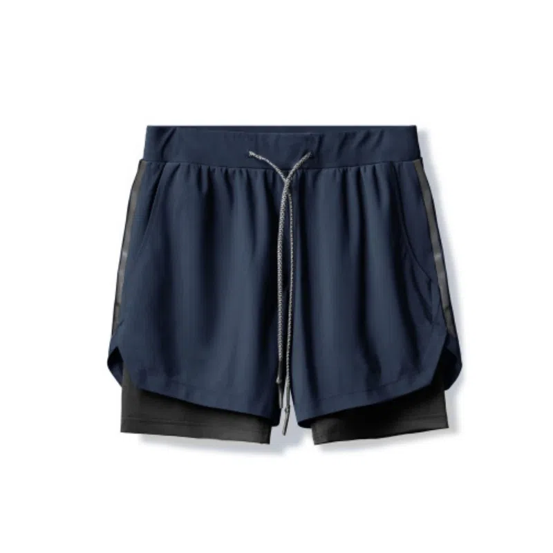 浪莎 双层运动短裤男士跑步训练梭织五分骑行裤潮流迷彩裤 骑行配套