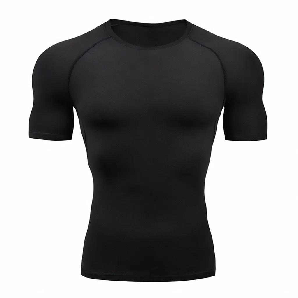 浪莎 运动透气吸汗速干修身短袖健身衣 男款