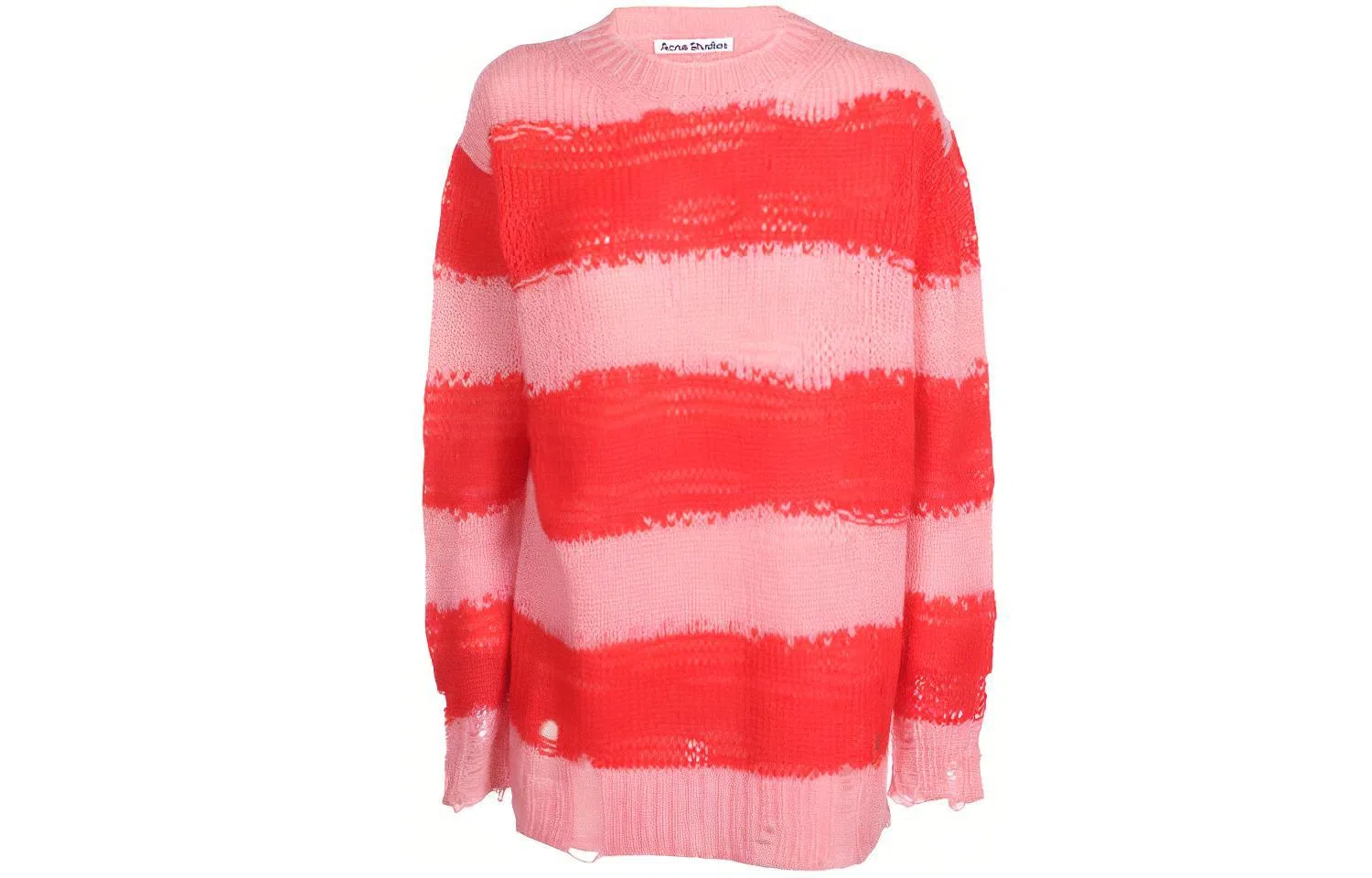 Acne Studios Striped Distressed Pullover Sweater Orange
