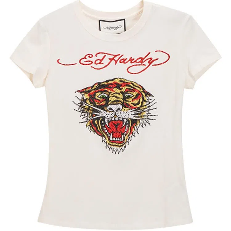 Ed Hardy SS24 Slim Crew Neck T-Shirt Ivory