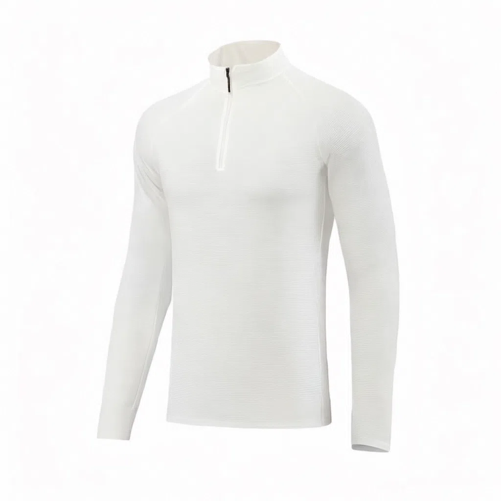 浪莎 跑步训练半拉链弹力速干立领打底衫长袖健身衣 男款